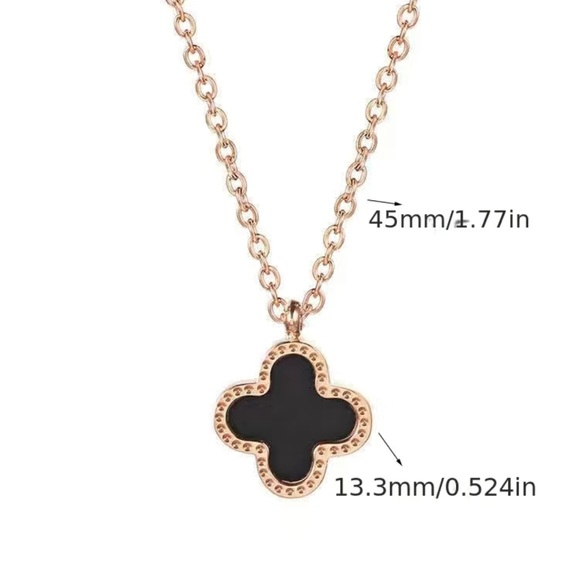 Gold Plated Clover Leaf Necklace with Colored Pendant - Picture 2 of 5